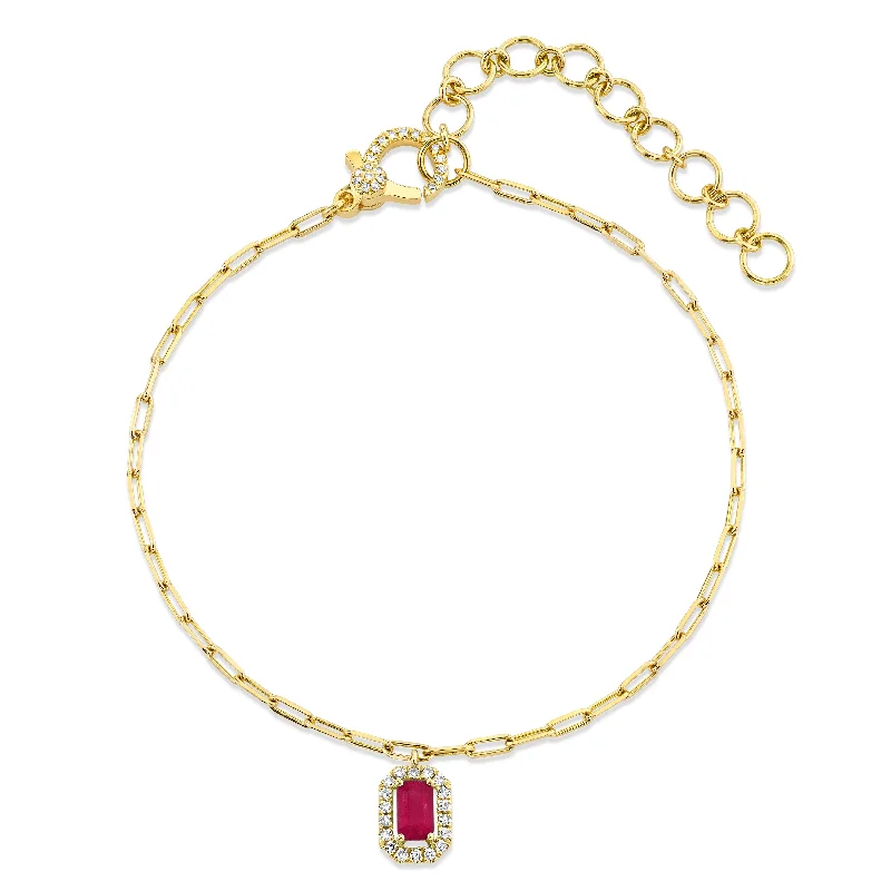 MINI ME RUBY & DIAMOND HALO DROP ANKLET