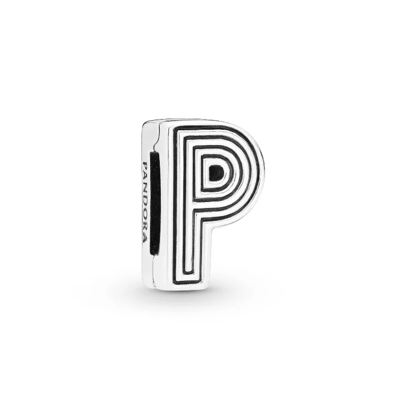 Pandora Reflexions letter P silver clip charm