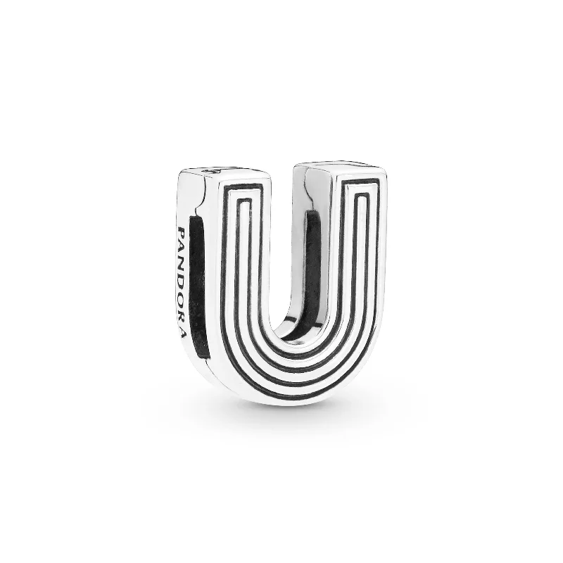 Pandora Reflexions letter U silver clip charm