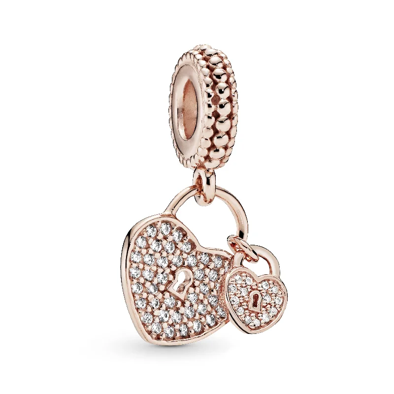 PANDORA Rose heart padlock dangle with clear cubic zirconia