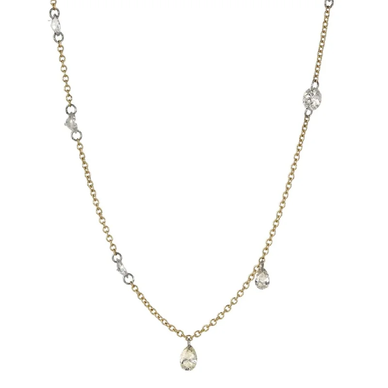 ~1ct Free-Set Marquis, Round, and Pear Shaped Diamond Necklace