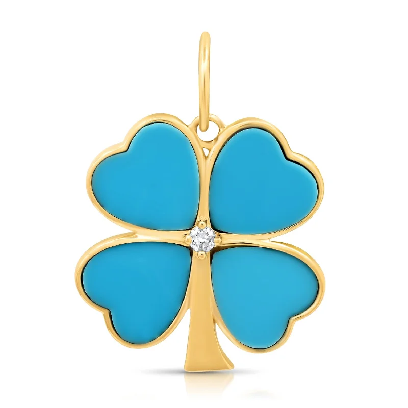 Turquoise and Diamond Charm Clover Charm