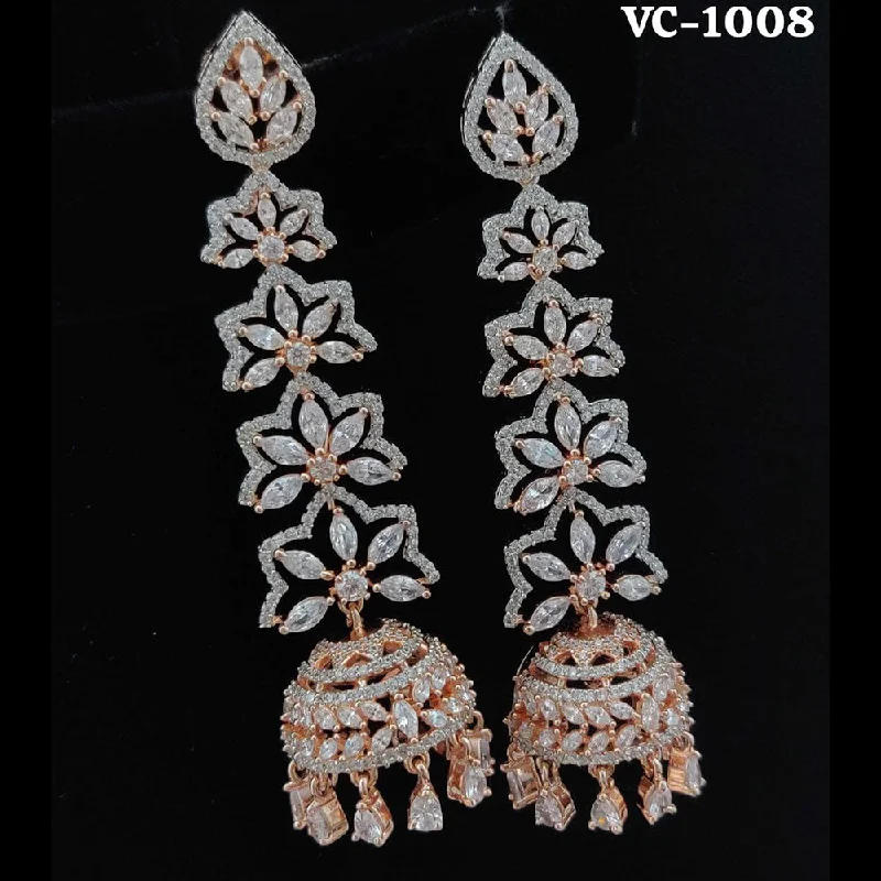 Vivah Creation Rose Gold Plated AD Stone Dangler Earrings