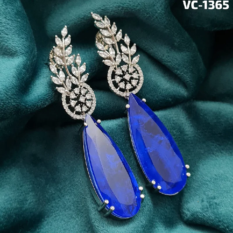 Vivah Creation Silver Plated AD Stone Dangler Earrings