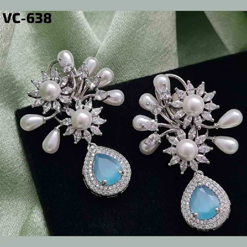 Vivah Creation Silver Plated AD Stone Dangler Earrings