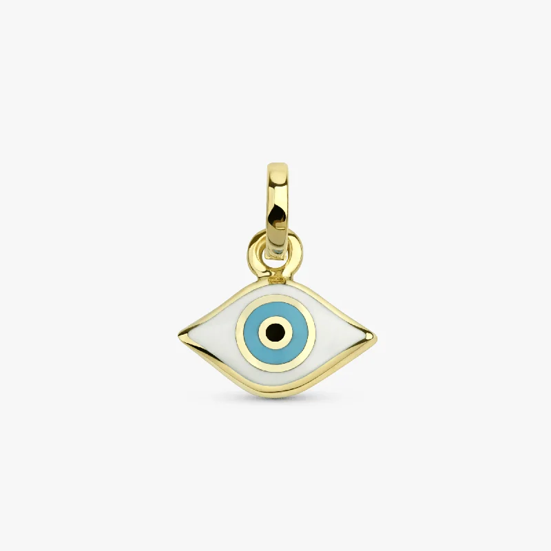 White Enamel Evil Eye Charm, Lucinda