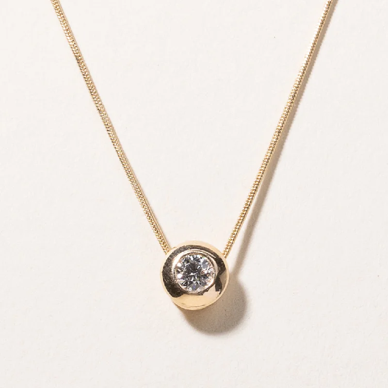 10k Yellow Gold Diamond Bezel Pendant Necklace | 0.28ctw | 20"