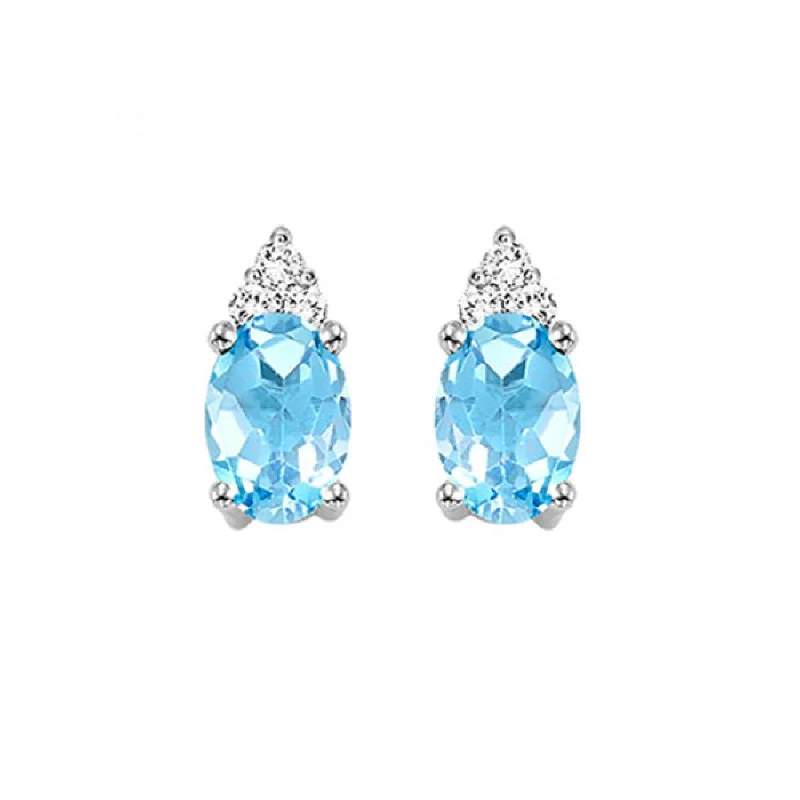 10KT Oval Gemstone Stud Earrings- Blue Topaz (December)