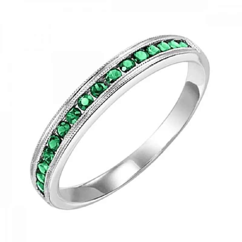 10KT Round Gemstone Stackable Ring- Emerald (May)