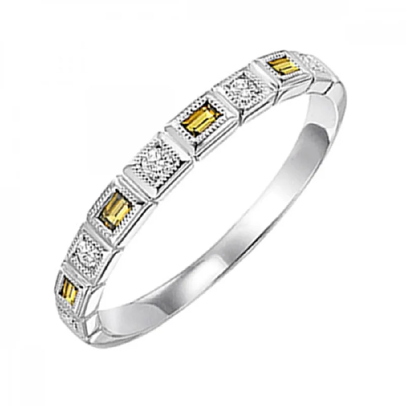 10KT Gold Baguette Stackable Ring- Citrine (November)