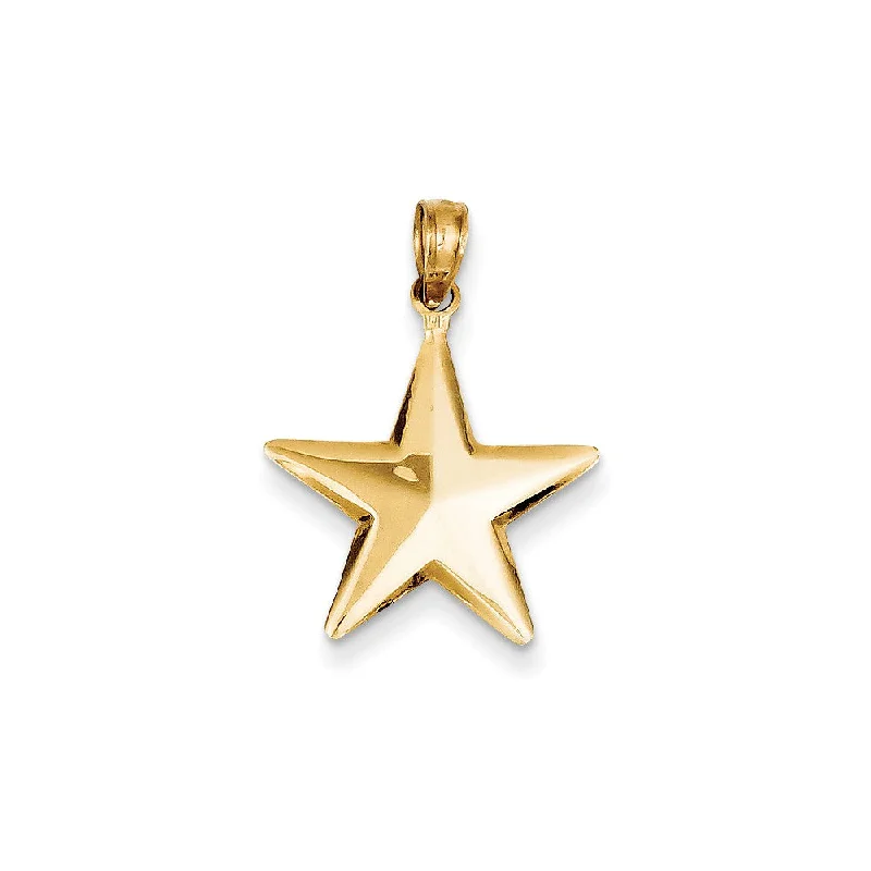 14k Yellow Gold 17mm Polished 3D Star Pendant