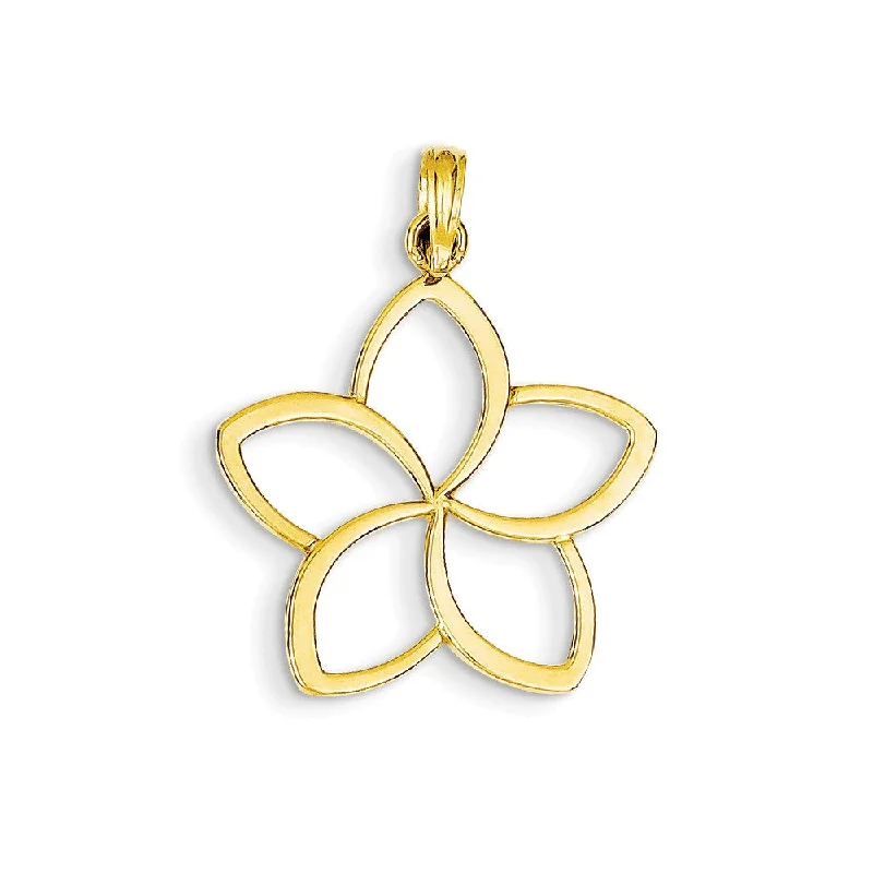 14k Yellow Gold 22mm Plumeria Silhouette Pendant