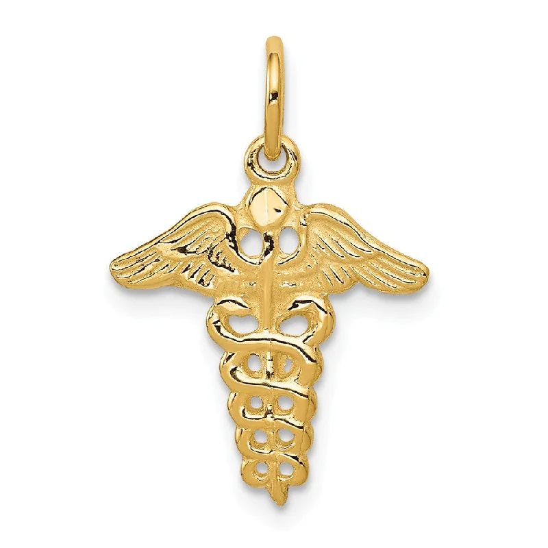 14k Yellow Gold 2D Caduceus Charm