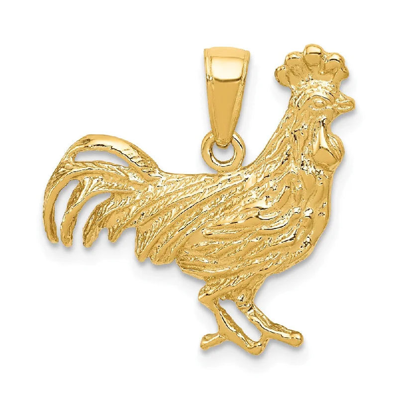 14k Yellow Gold 2D Rooster Pendant