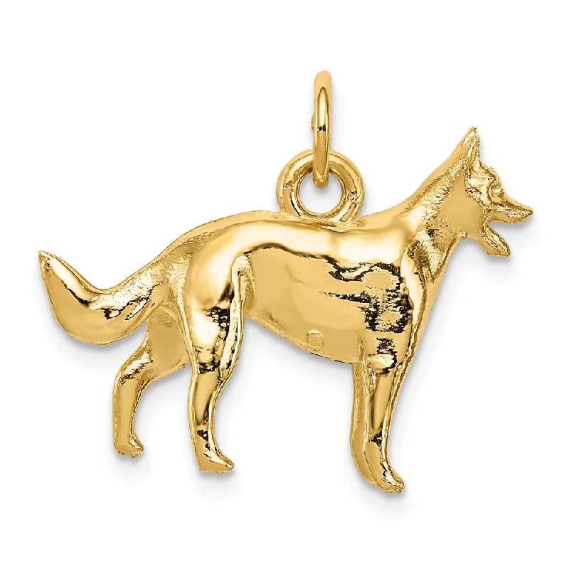 14k Yellow Gold 3D German Shepherd Charm or Pendant