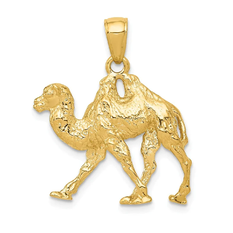 14k Yellow Gold 3D Textured Camel Pendant