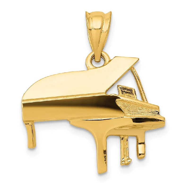 14k Yellow Gold Baby Grand Piano Pendant