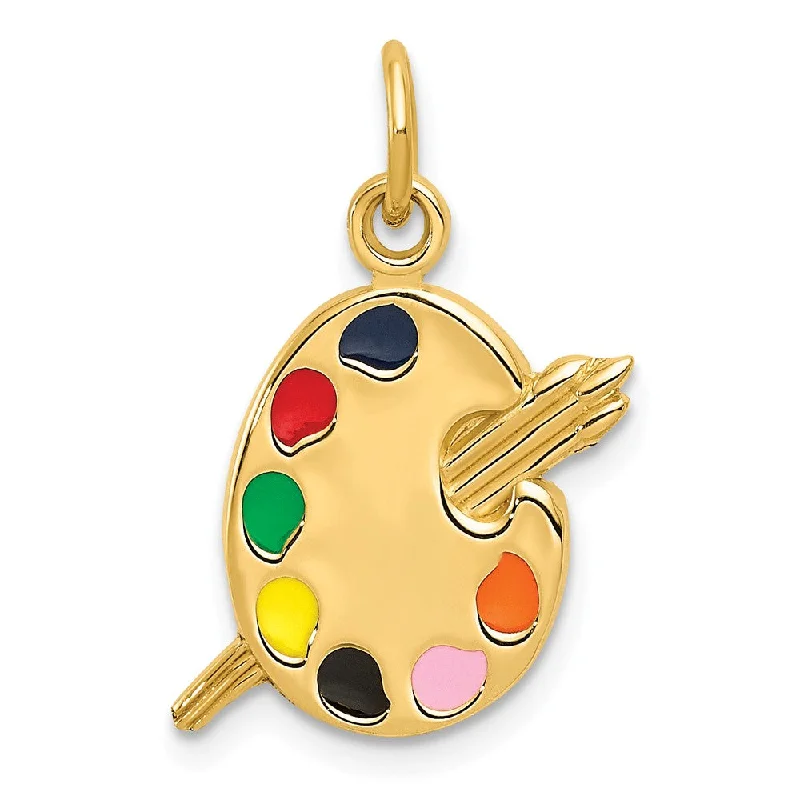 14k Yellow Gold & Enameled Artist Palette Pendant