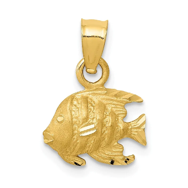 14k Yellow Gold Fish Pendant, 11mm