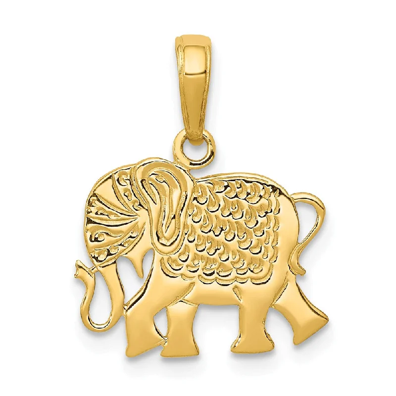 14k Yellow Gold Flat Circus Elephant Pendant