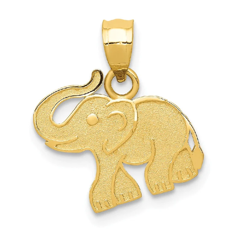 14k Yellow Gold Flat Satin Elephant Pendant