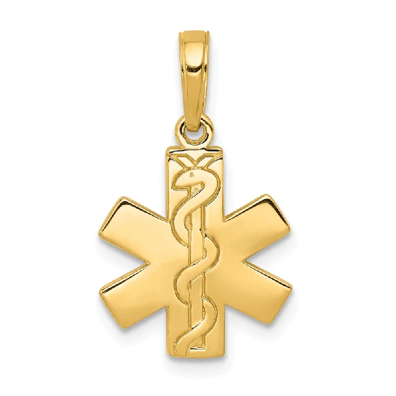 14k Yellow Gold Medical Symbol Pendant