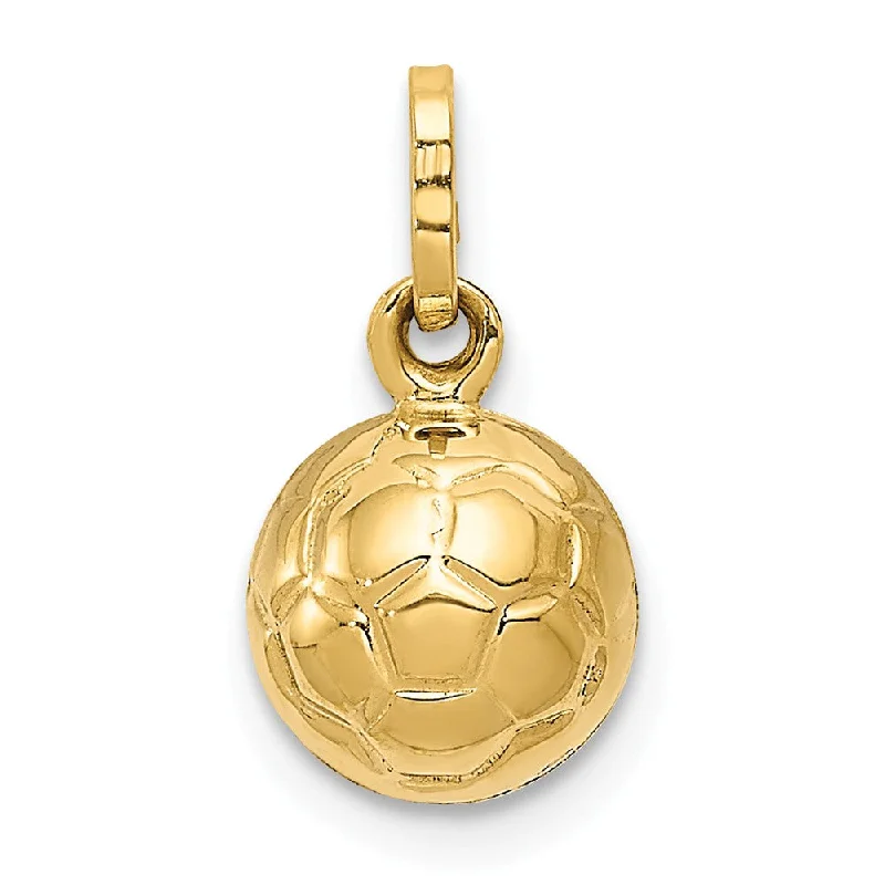 14k Yellow Gold Polished 3D Soccer Ball Pendant, 8mm