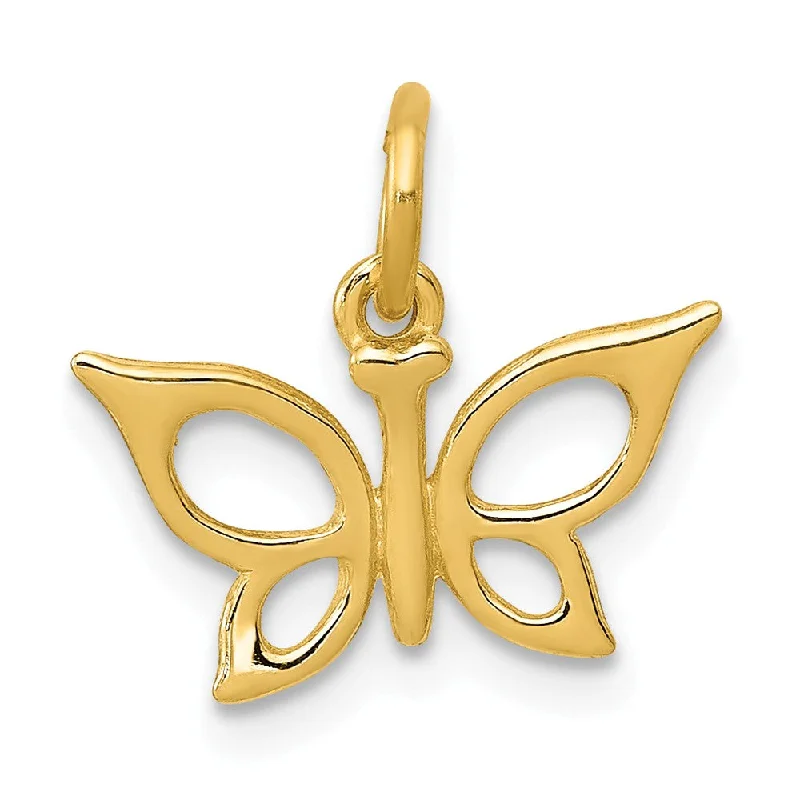 14k Yellow Gold Polished Butterfly Charm, 13mm