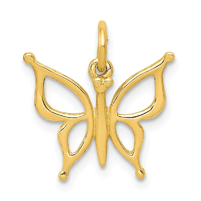 14k Yellow Gold Polished Butterfly Charm, 15mm