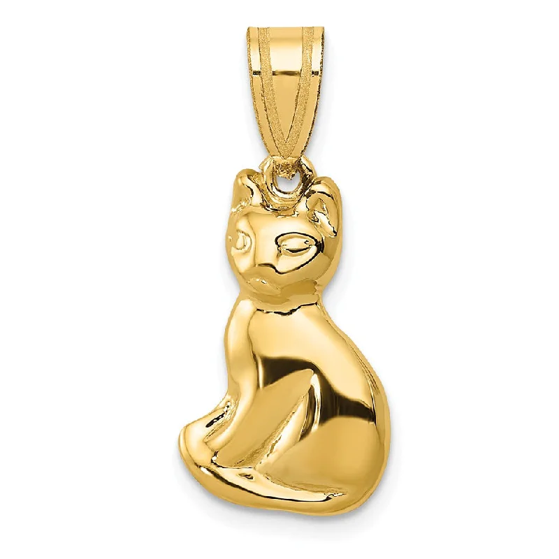 14k Yellow Gold Polished Cat Pendant