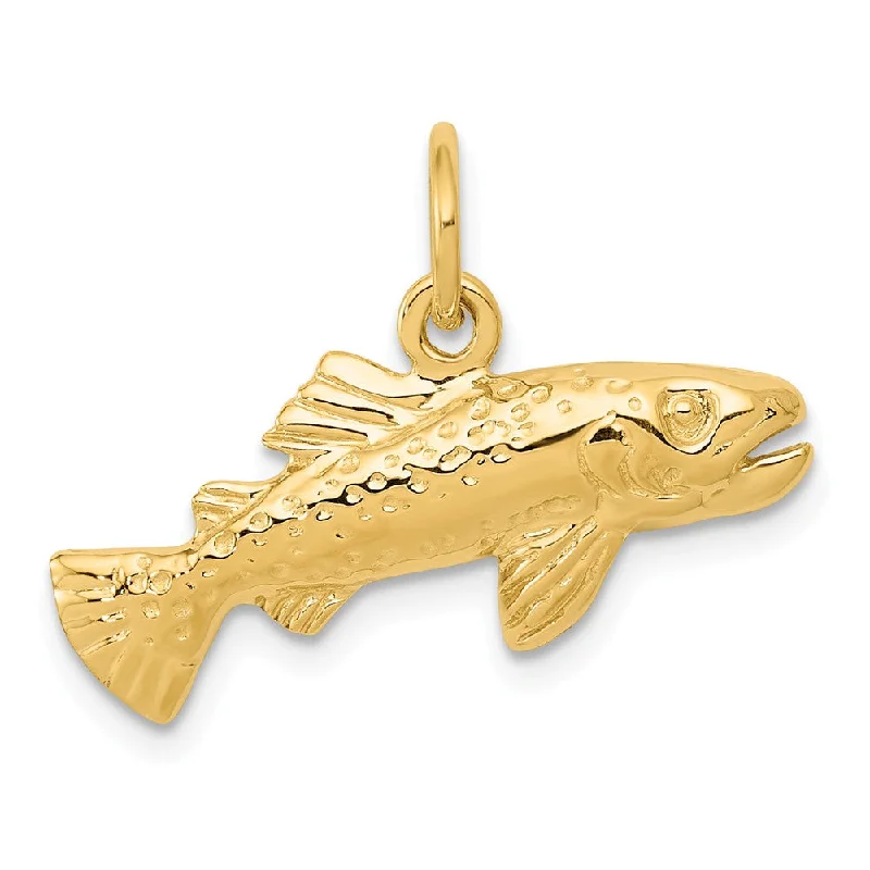 14k Yellow Gold Polished Fish Charm or Pendant