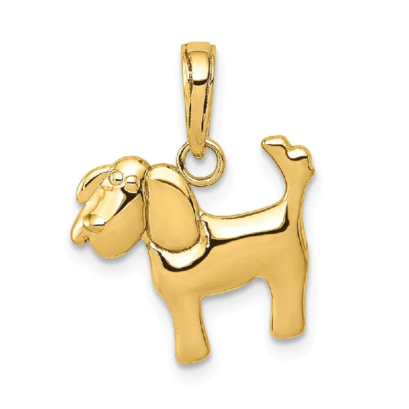 14k Yellow Gold Polished Whimsical Dog Pendant