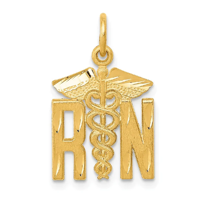 14k Yellow Gold Satin and Diamond Cut Nurse Charm