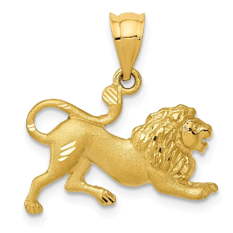 14k Yellow Gold Satin Lion Pendant