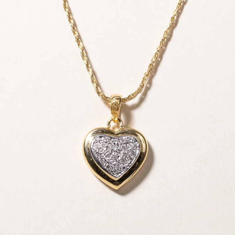 18k Yellow Gold Heart Pendant Necklace | 0.19ctw | 18"