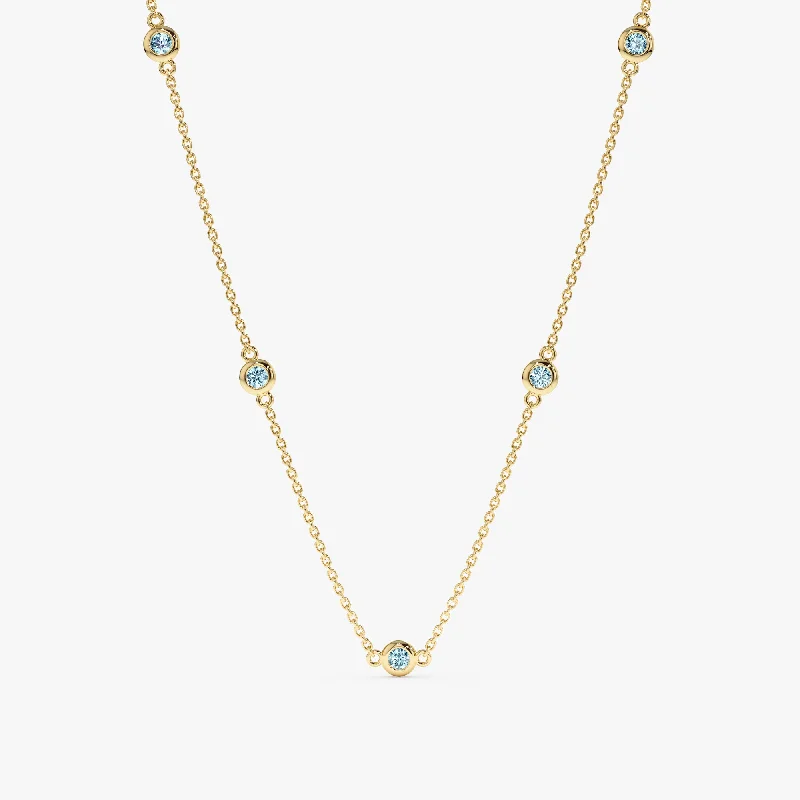 Aquamarine Station Necklace, Gwen