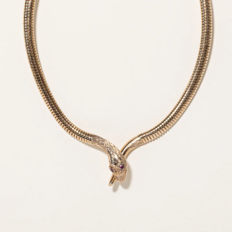 'Birks' Ruby Snake Necklace | 0.05ctw | 15" |