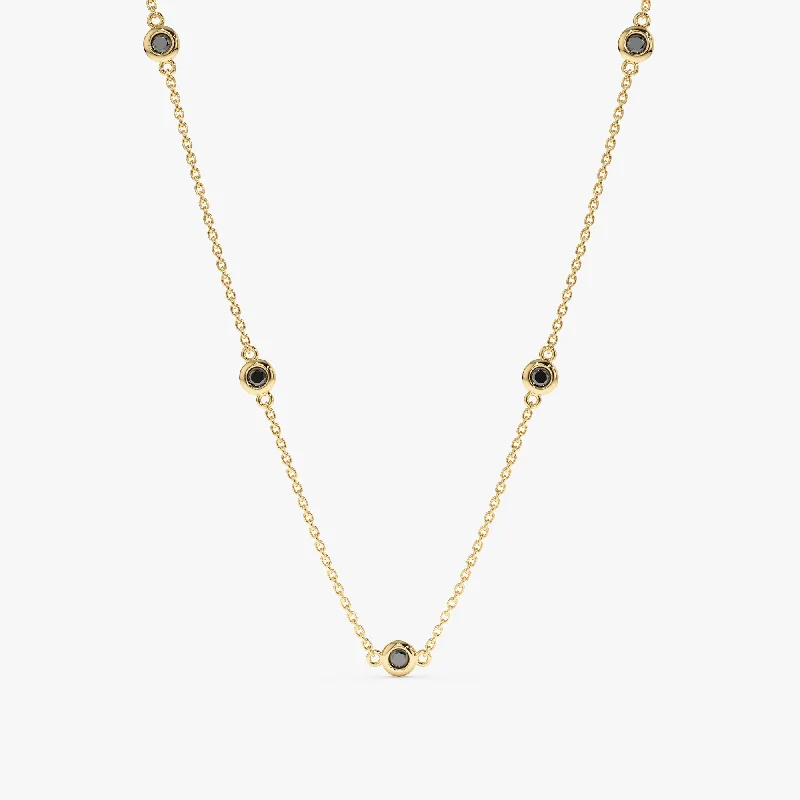 Black Diamond Station Necklace, Gwen