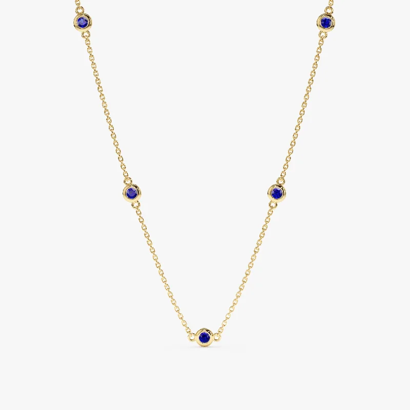 Blue Sapphire Station Necklace, Gwen