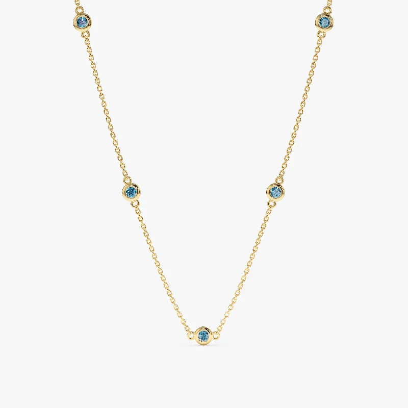 Blue Topaz Station Necklace, Gwen