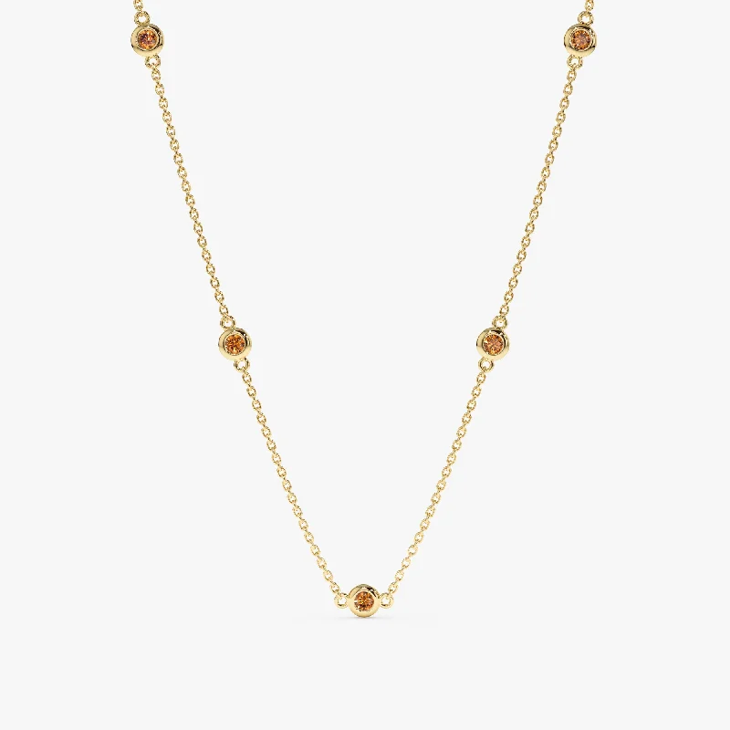 Citrine Station Necklace, Gwen