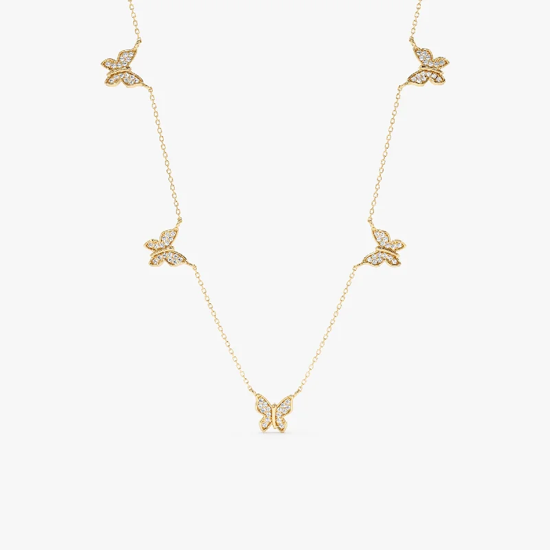 Diamond Butterfly Station Necklace, Phoebe