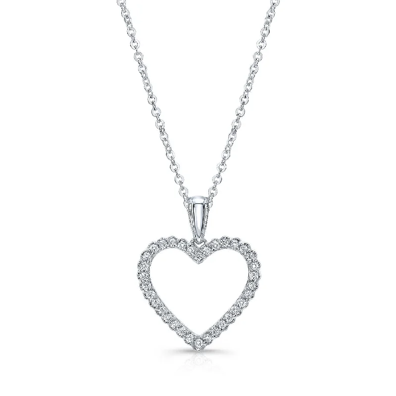 Affordable Gold-Plated Jewelry For Modern Fashion Diamond Heart Pendant With Scallop Edge And Millgrain Detail In 14k White Gold Affordable Gold-Plated Jewelry For Modern Fashion Diamond Heart Pendant With Scallop Edge And Millgrain Detail In 14k White Gold