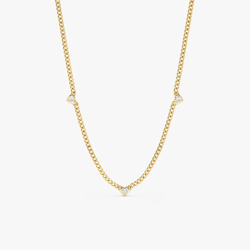 Diamond Heart Station Necklace, Riley