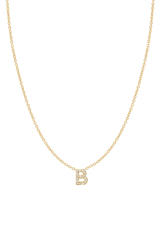 Diamond Initial Necklace - 14K Yellow