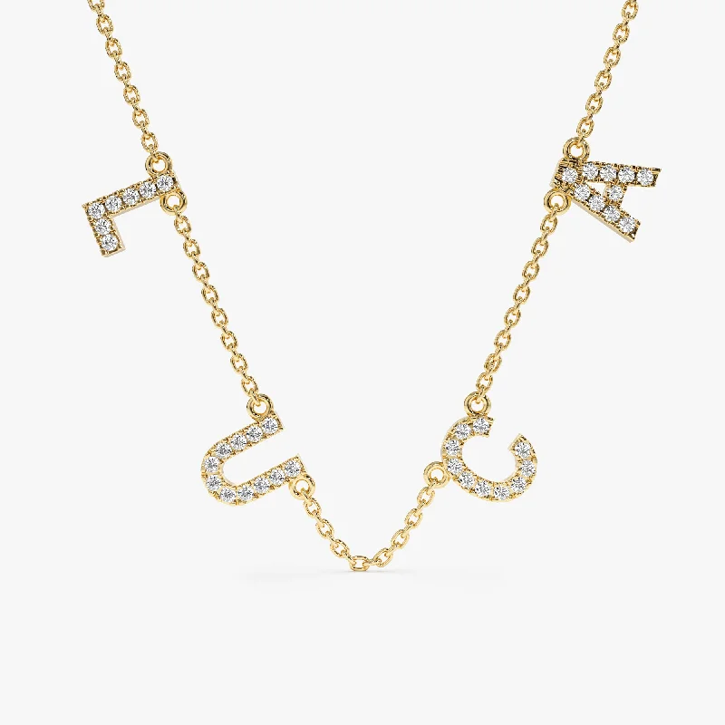 Diamond Name Station Necklace, Etta