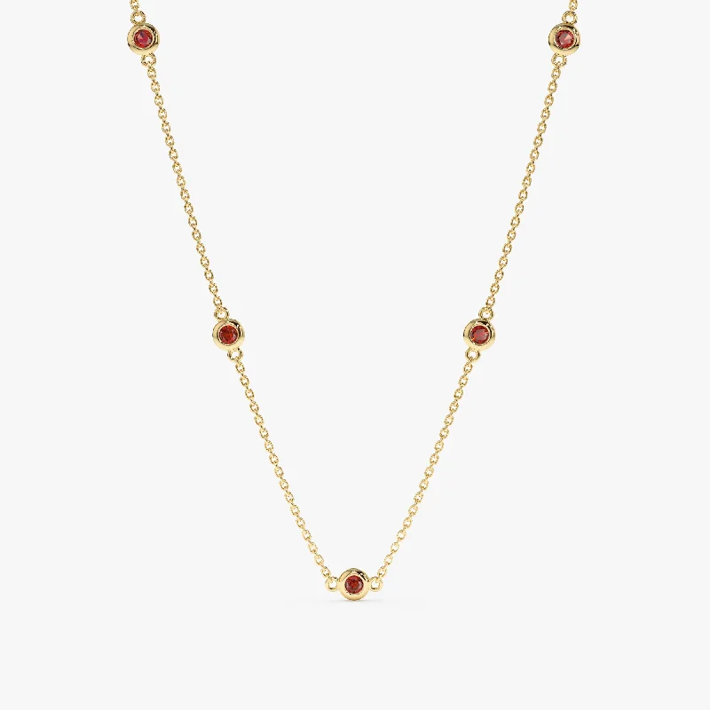 Garnet Station Necklace, Gwen