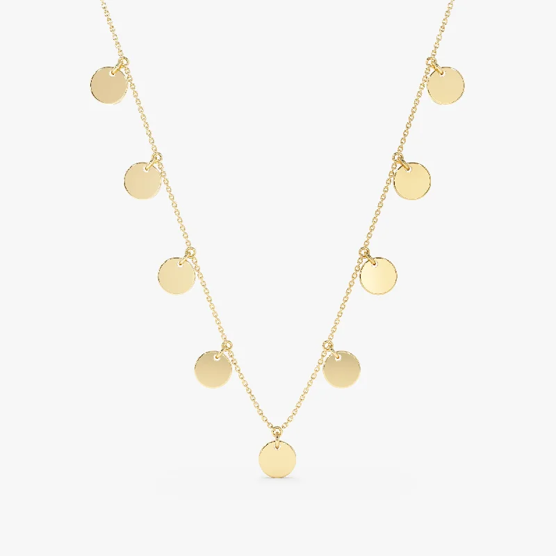 Gold Discs Station Necklace, Cindra