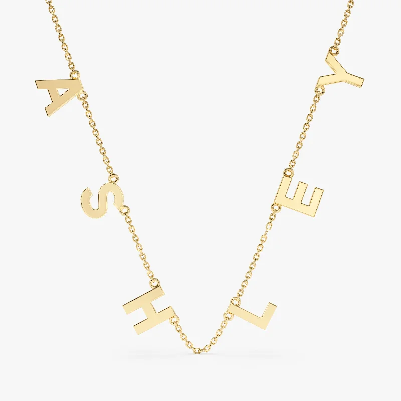 Gold Name Charm Necklace, Elisse