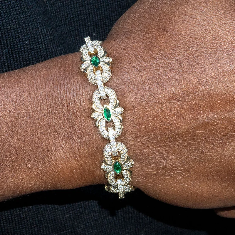 High End Jewelry - Diamond Iced Out Emerald Bracelet